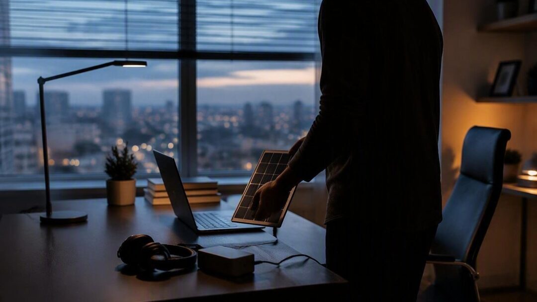 Setting up a plug-in solar panel for home office use
