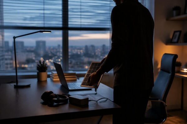 Setting up a plug-in solar panel for home office use
