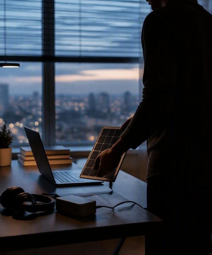 Setting up a plug-in solar panel for home office use