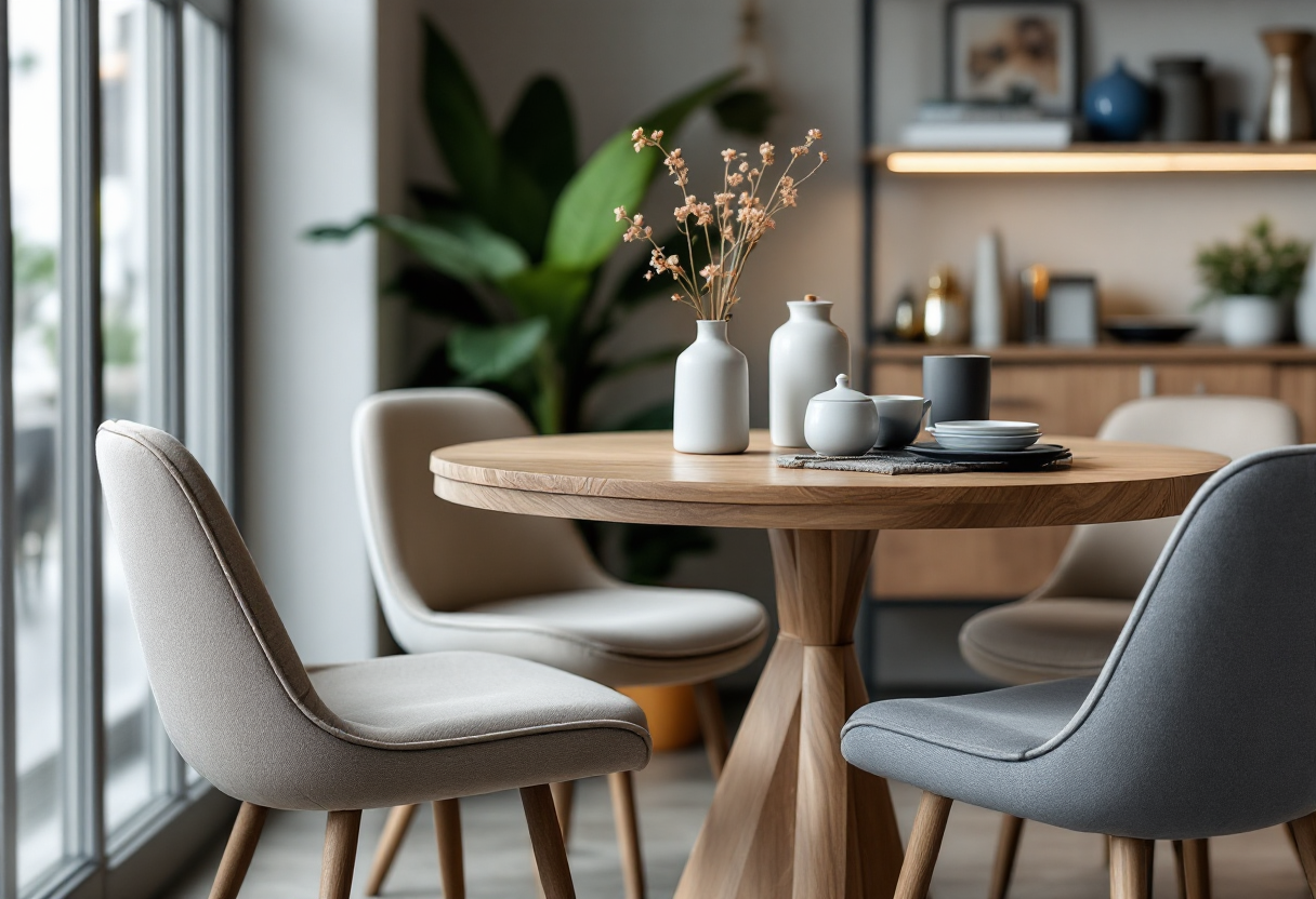 Zona pranzo elegante in un ambiente ristretto