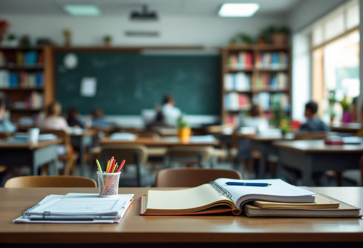 Insegnante che gestisce una classe vivace e caotica