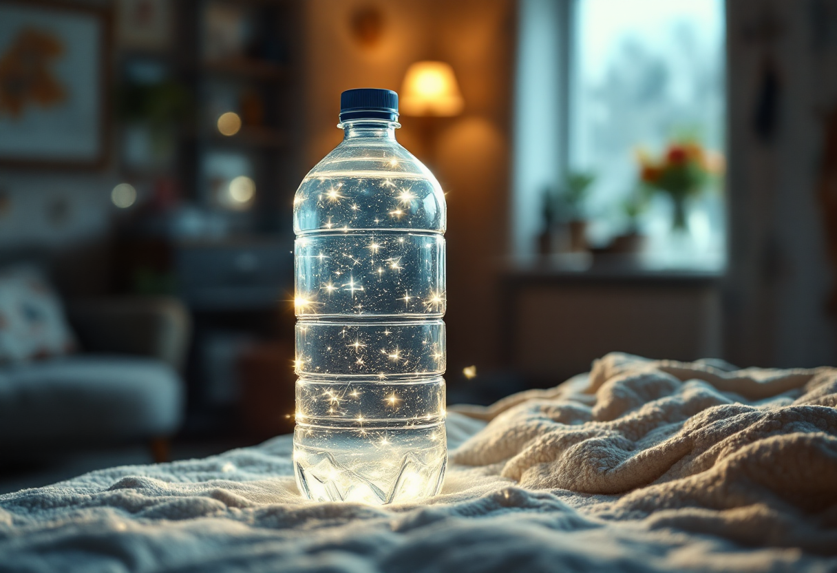 Bottiglia di plastica utilizzata per risparmiare sul riscaldamento