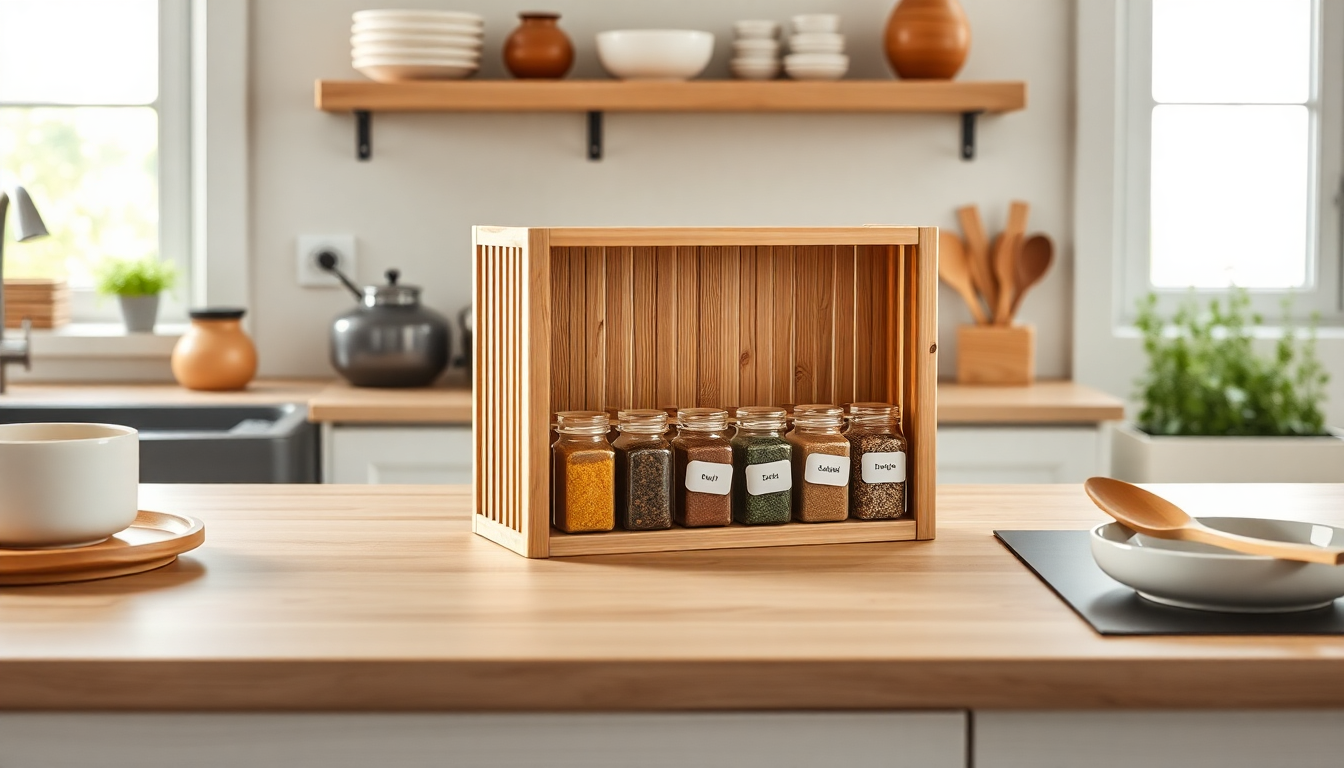 Organizza la tua cucina con stile grazie a un porta spezie in bambù