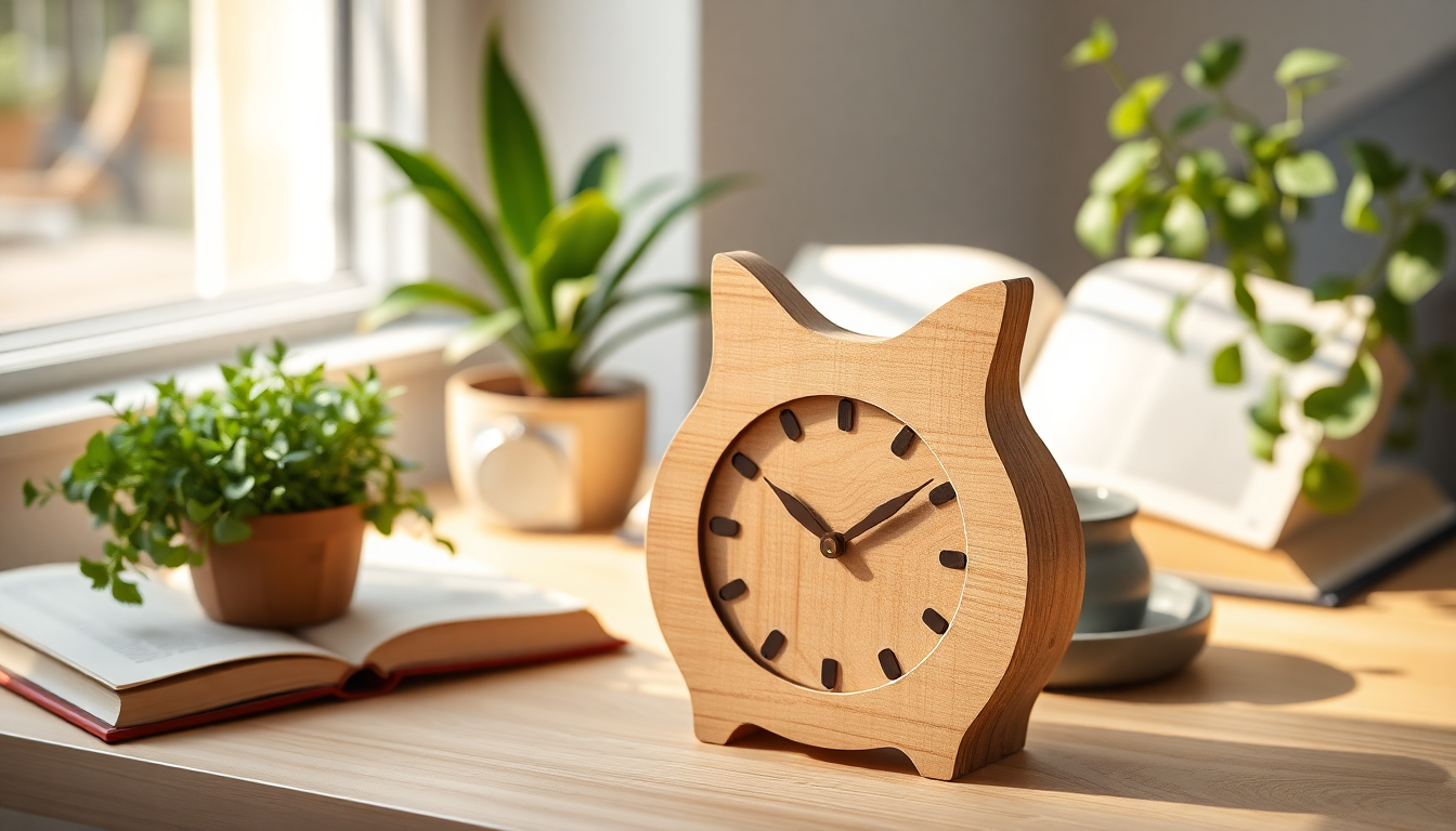 Orologio in legno a forma di gatto: un tocco di vivacità per la tua casa