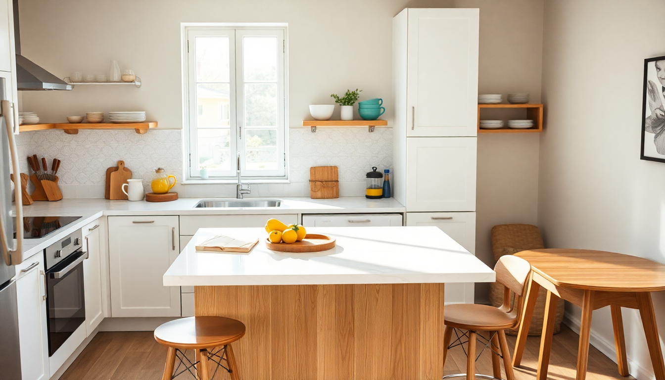 Come trasformare una cucina piccola in un accogliente spazio con un’isola funzionale