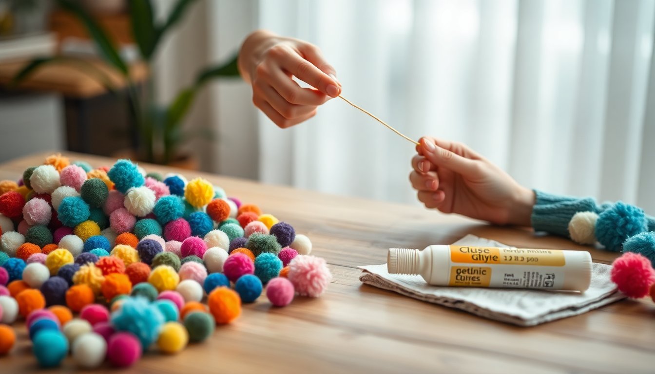 Set di pompon colorati da 1000 pezzi per hobby e decorazione