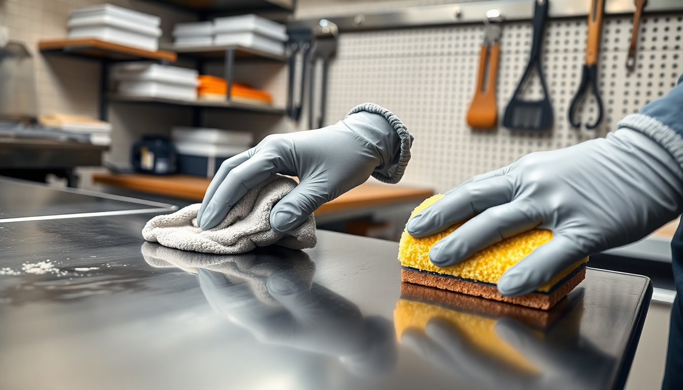 Strumenti professionali e panni specializzati per una pulizia industriale efficace