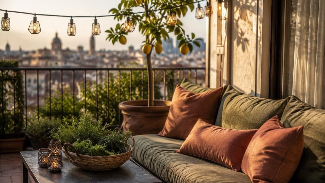 Arredare il terrazzo: illuminazione, tessuti e colori durevoli