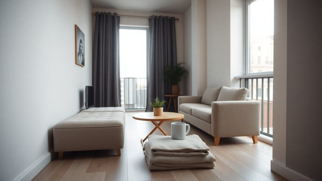 Come arredare un balcone piccolo con IKEA: layout a L e moduli pieghevoli