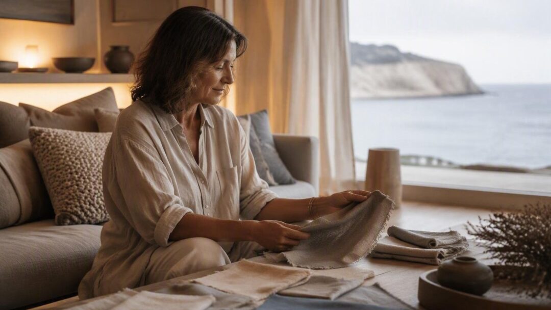Arredare casa al mare con tessuti naturali, legni chiari e illuminazione diffusa