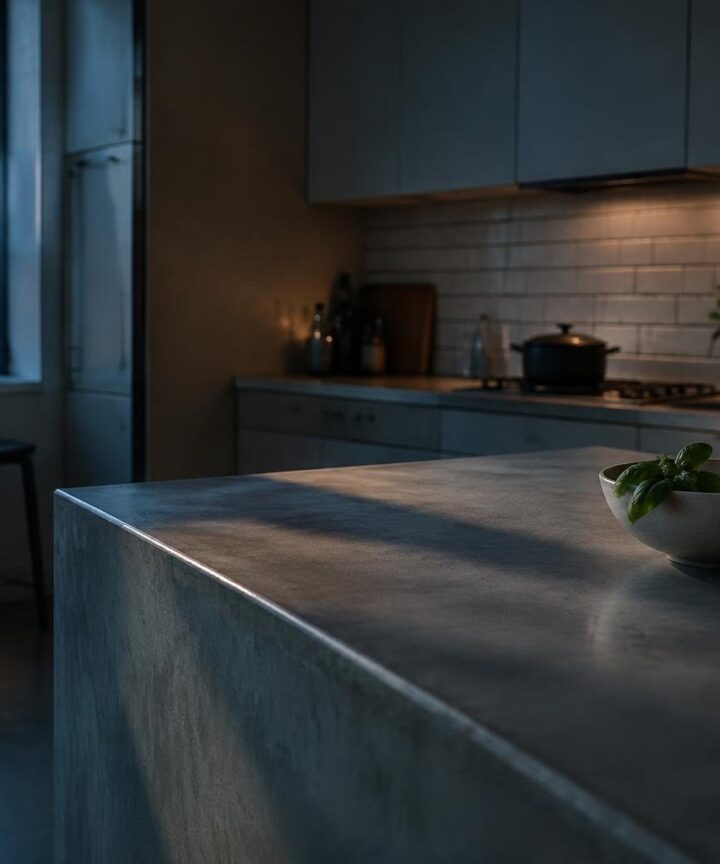Materiali moderni: cemento, ceramica e luce d’accento