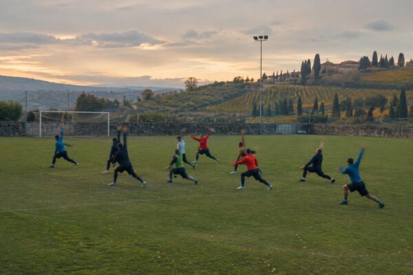 Allenamento di yoga per i calciatori amatoriali di Montefiridolfi