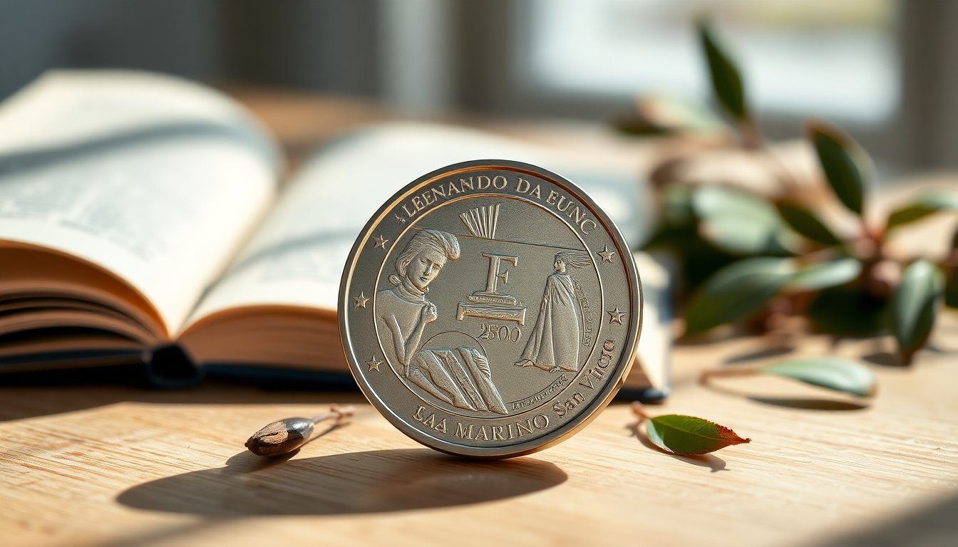 Zeldzame 2-euro munt van San Marino ter gelegenheid van 500 jaar Leonardo da Vinci