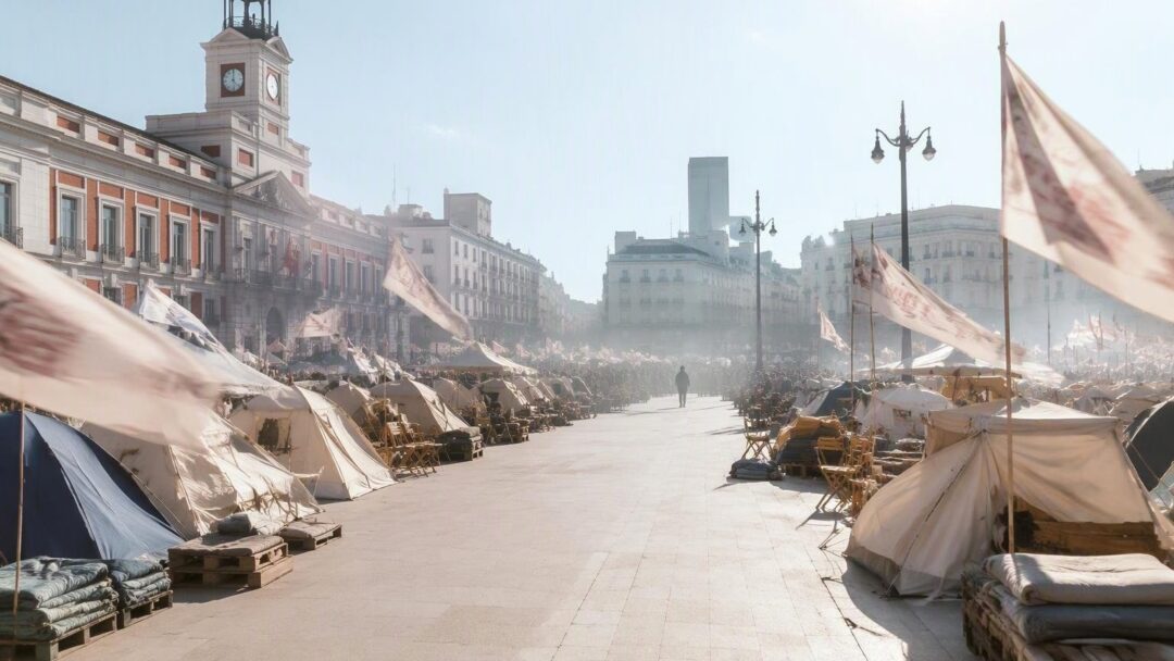 Miljoenen tenten op Puerta del Sol: demonstranten eisen huurbevriezing