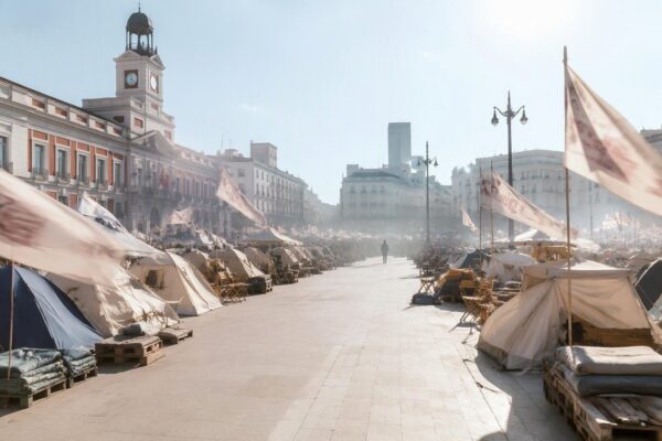 Miljoenen tenten op Puerta del Sol: demonstranten eisen huurbevriezing