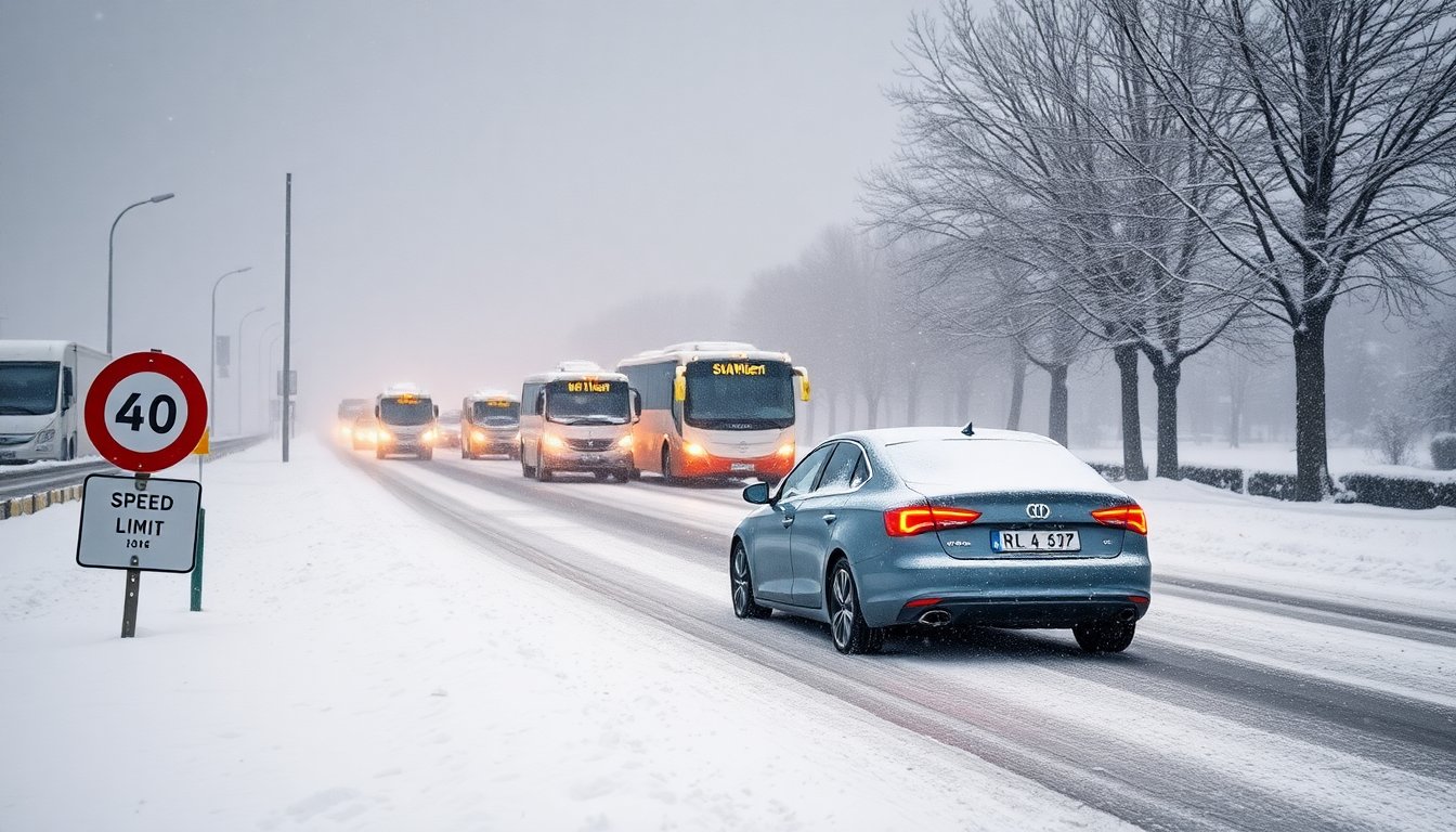 Schneesturm führt zu Verkehrsbehinderungen in Bayern