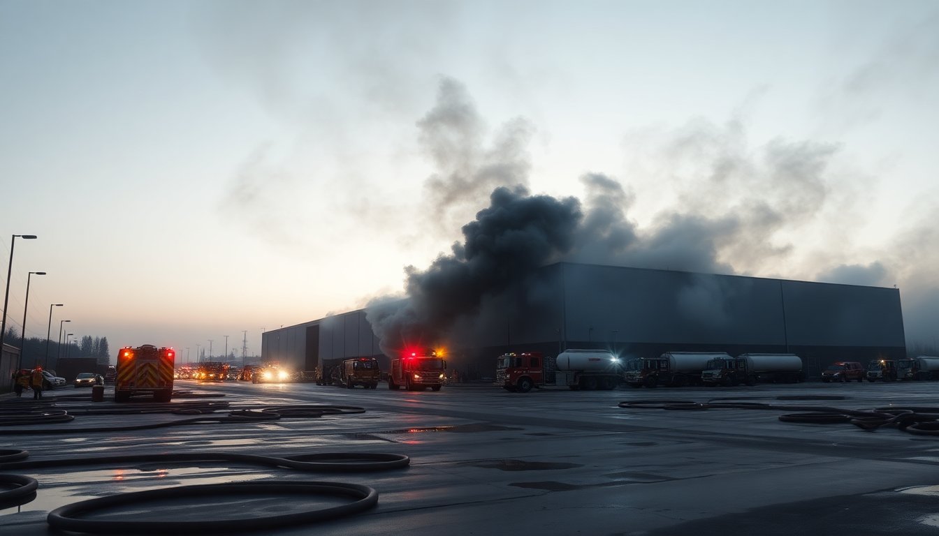 Großbrand in Industriegebiet löst massiven Einsatz aus