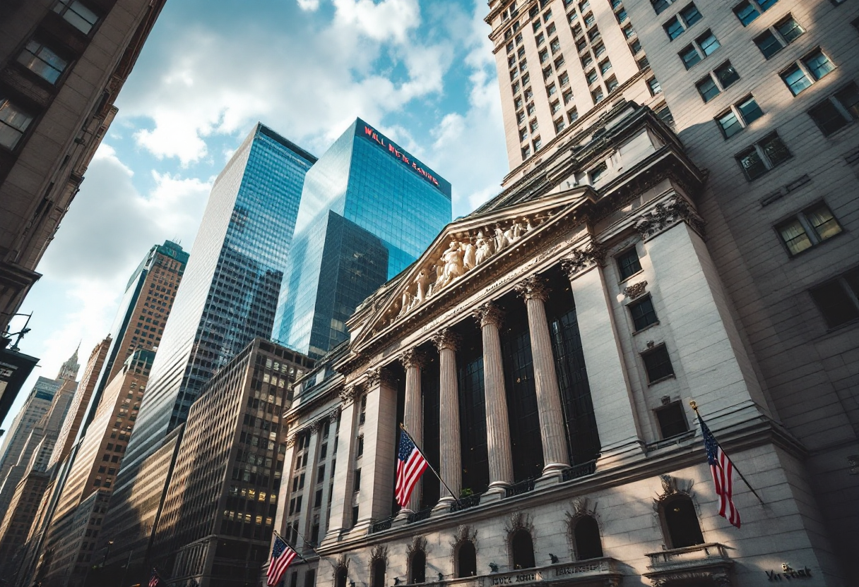Grafico che mostra l'andamento di Wall Street durante la settimana festiva