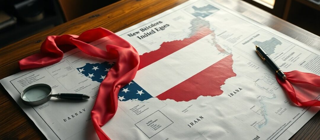 Imagem de mapa do Irã preenchido pela bandeira dos Estados Unidos chama atenção