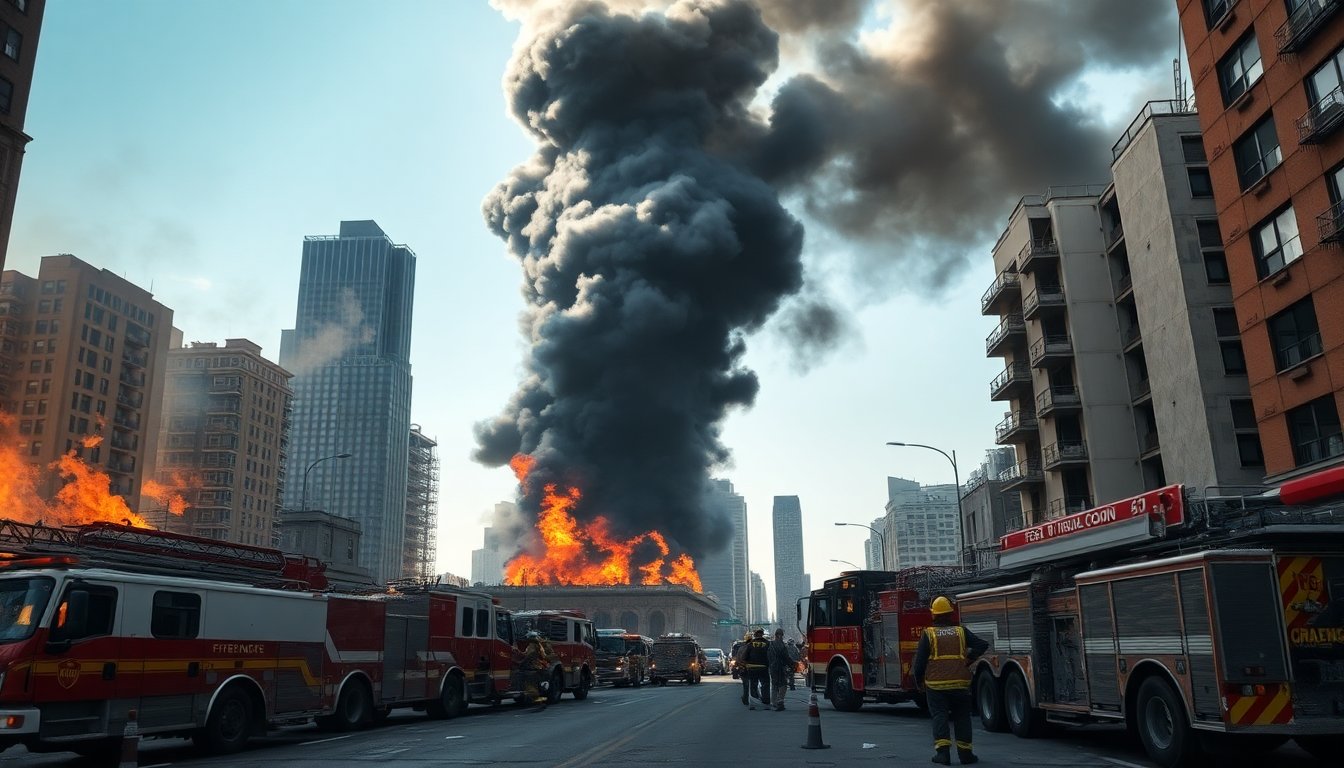 Massive downtown fire causes extensive damage and evacuation
