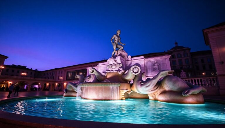 La fontana del Nettuno si illumina di viola per sensibilizzare sulla sclerodermia