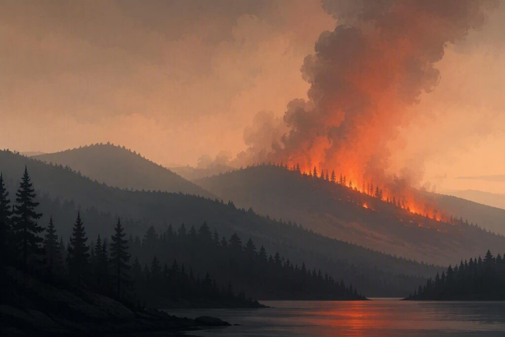 Incendio boschivo rilevato a 45,3 km da L’Aquila