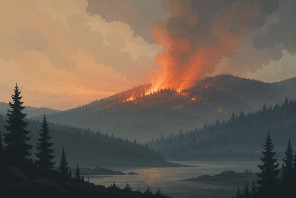 Incendio boschivo rilevato a 49 km da L’Aquila