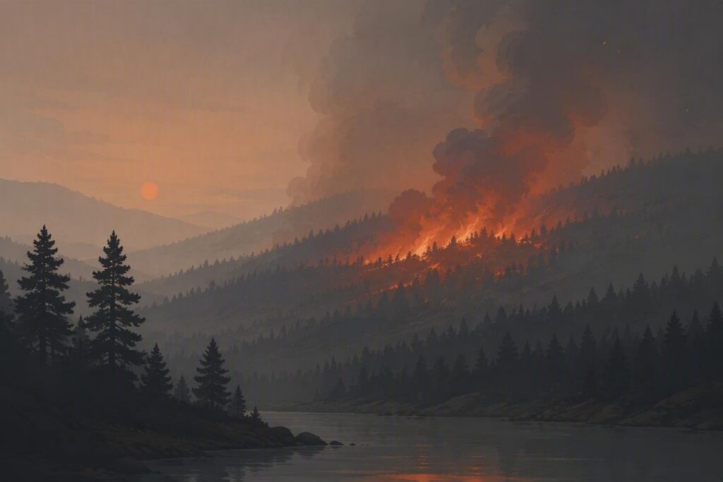 Incendio boschivo rilevato a 13,5 km da L’Aquila