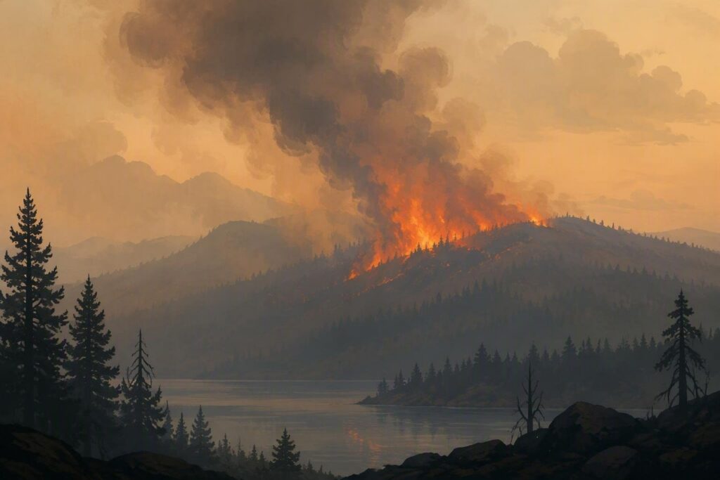 Incendio boschivo rilevato a 45 km da L’Aquila