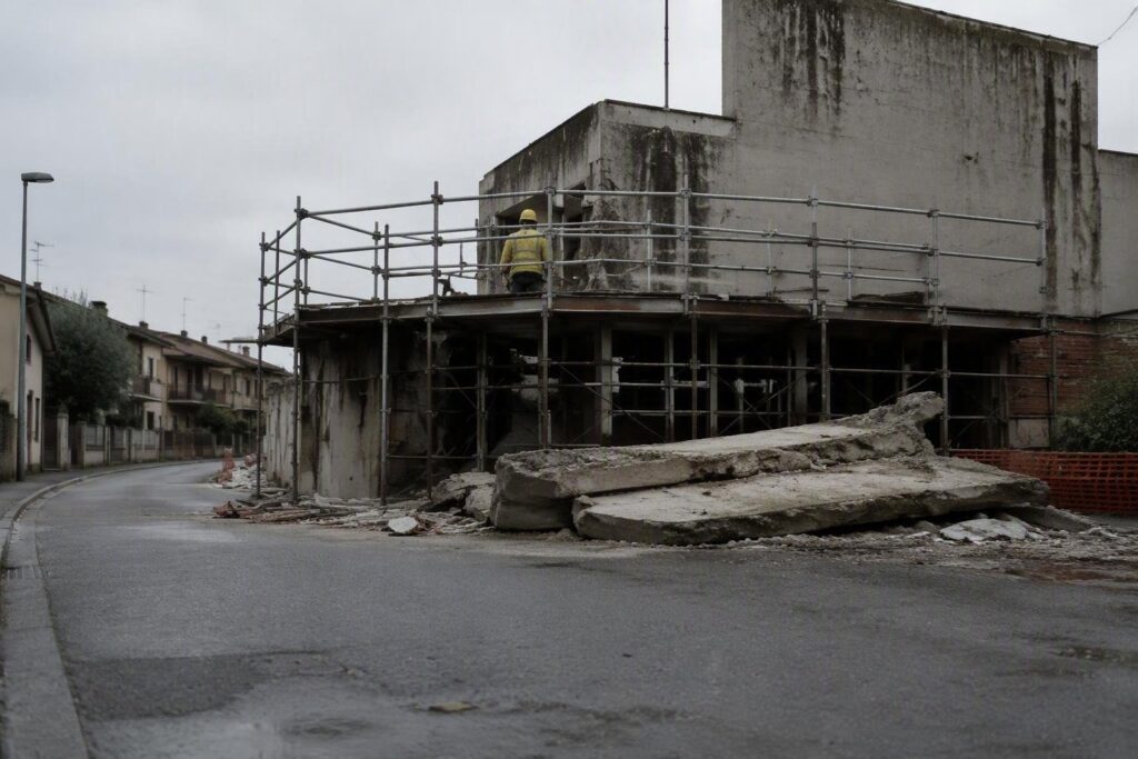 Incidente mortale a Origgio: muratore travolto da soletta in cemento