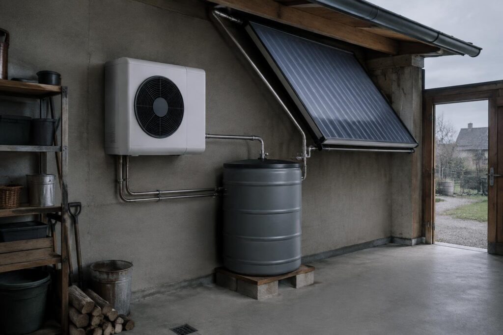Pompa di calore e solare termico per acqua calda efficiente