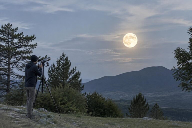 Sorgere della Luna sopra Capistrello: lo scatto di Di Felice