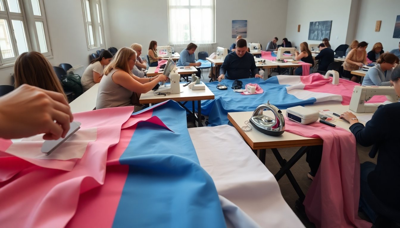 Join Brisbane sewing sessions to create the world’s largest trans flag for Trans Day of Visibility