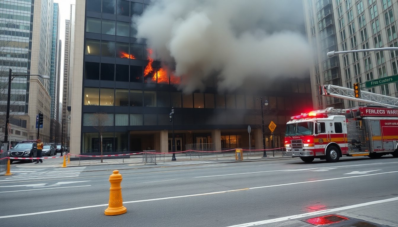 Major downtown office block blaze prompts evacuation and road closures