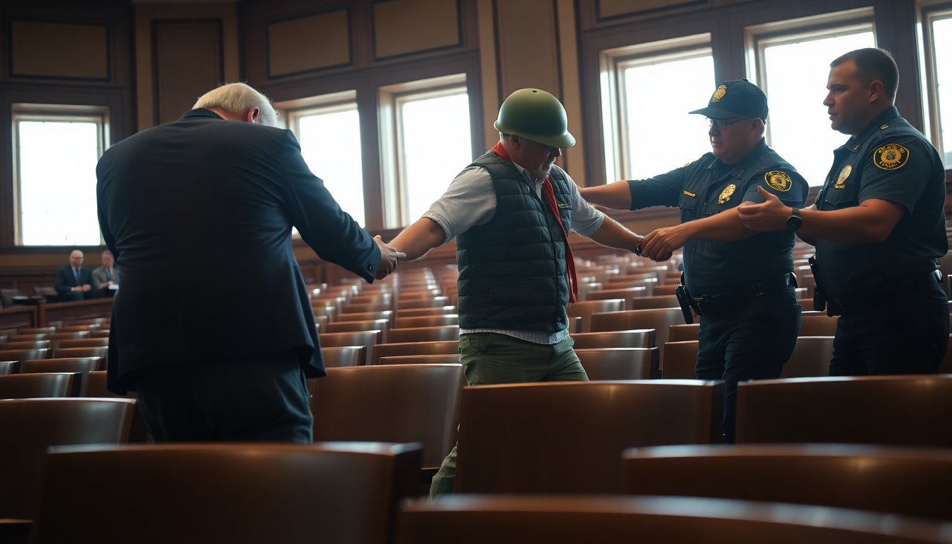 Montana senator assists police in ejecting antiwar protester; veteran alleges injury