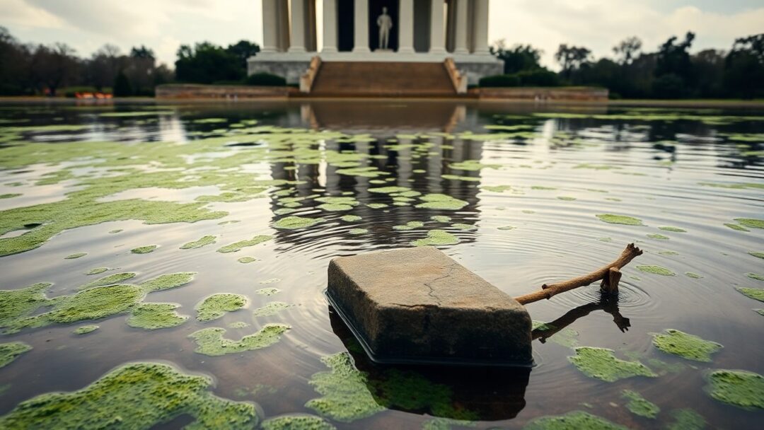 President Trump Blames Vandals for Reflecting Pool Damage and Algae Issues