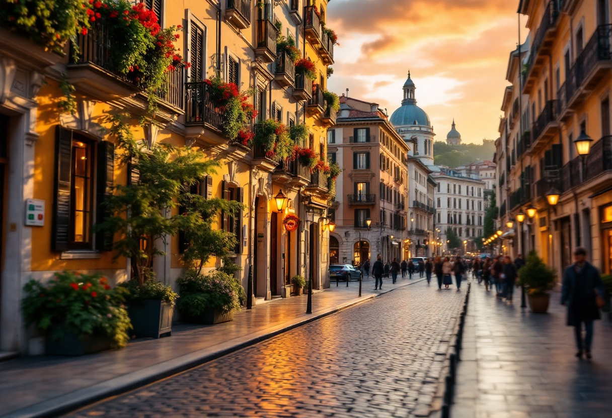 Un collage di città italiane con note musicali