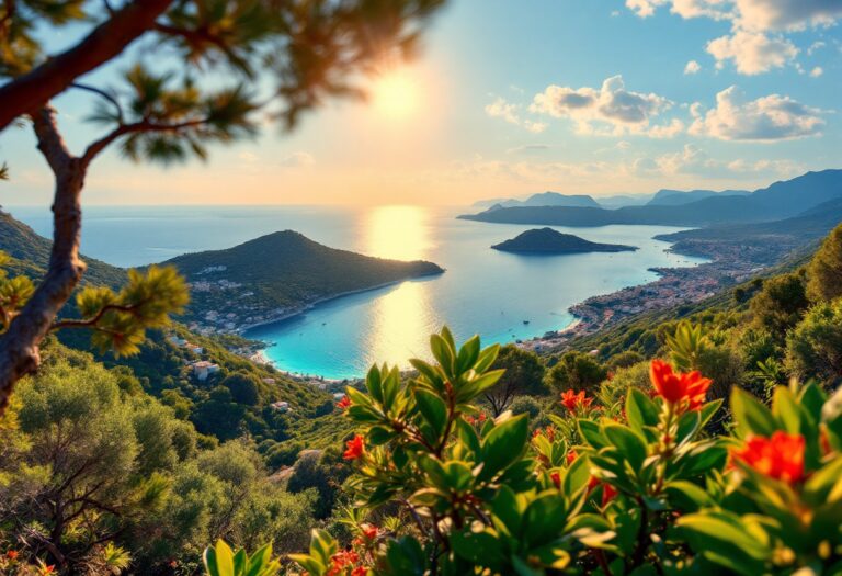 Vista panoramica della Costa Smeralda con resort di lusso