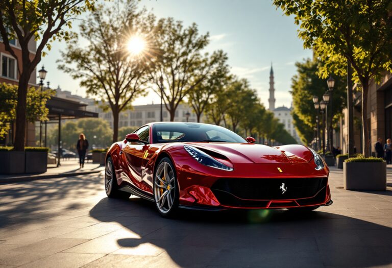 Una berlinetta Ferrari in un paesaggio mozzafiato