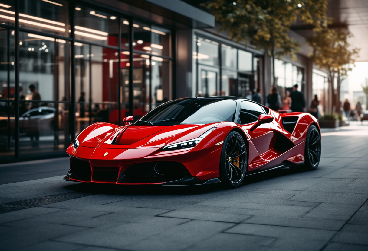Ferrari F80 in un paesaggio urbano elegante