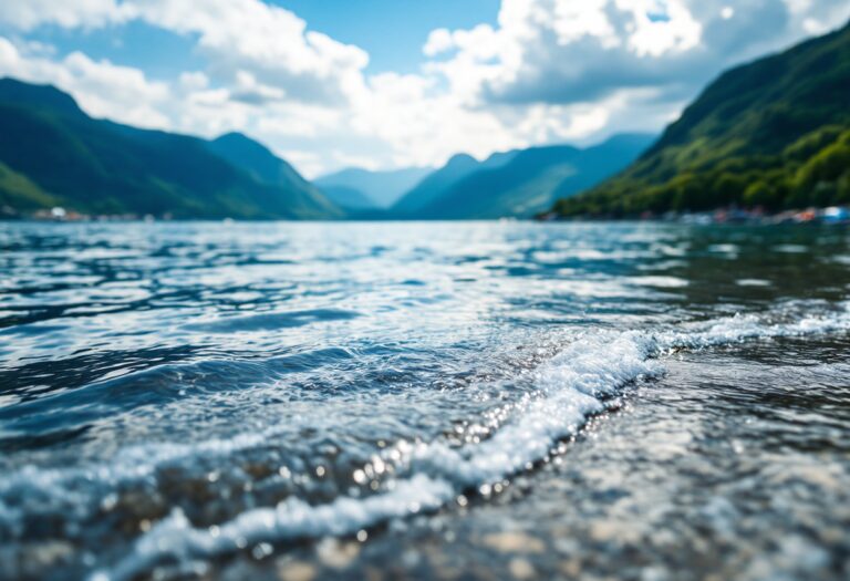 Vista panoramica del Lago di Garda con immobili