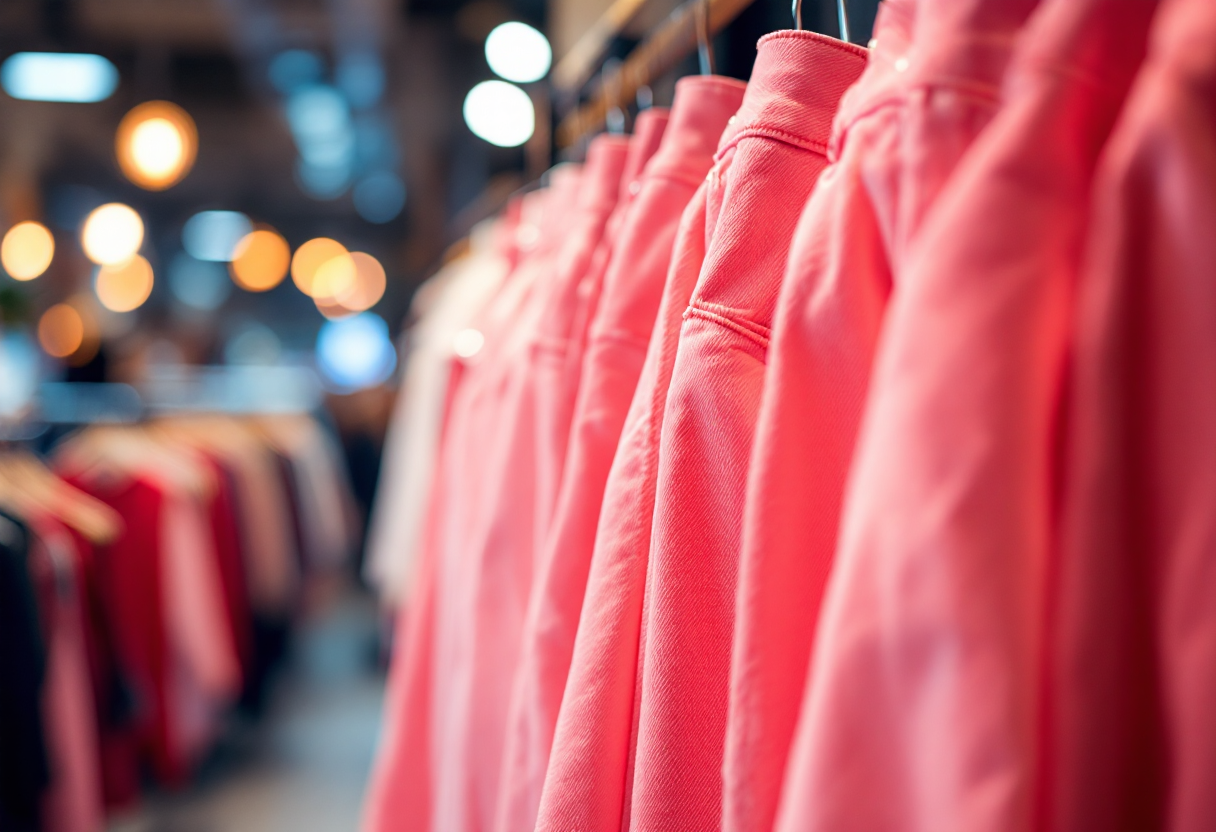 Jeans rosa indossati da una modella elegante