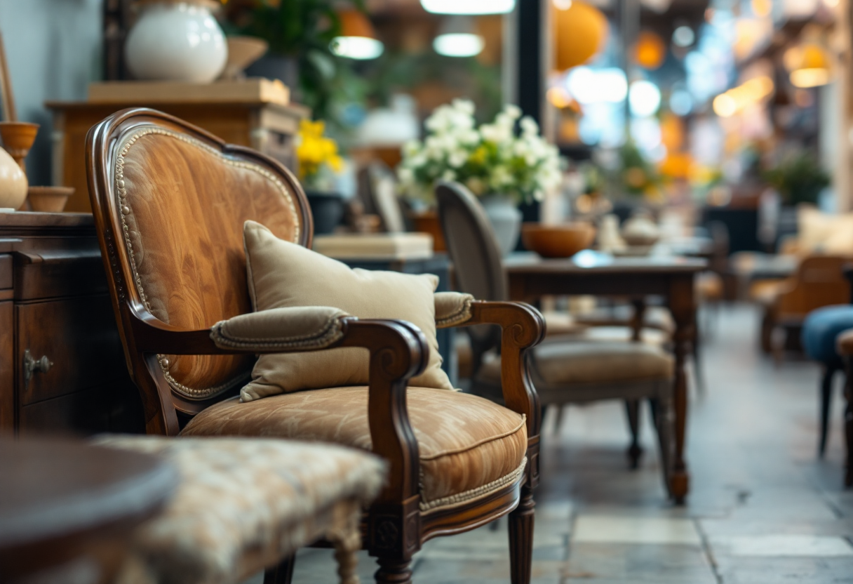 Mobili usati in un mercato italiano, esempio di riutilizzo