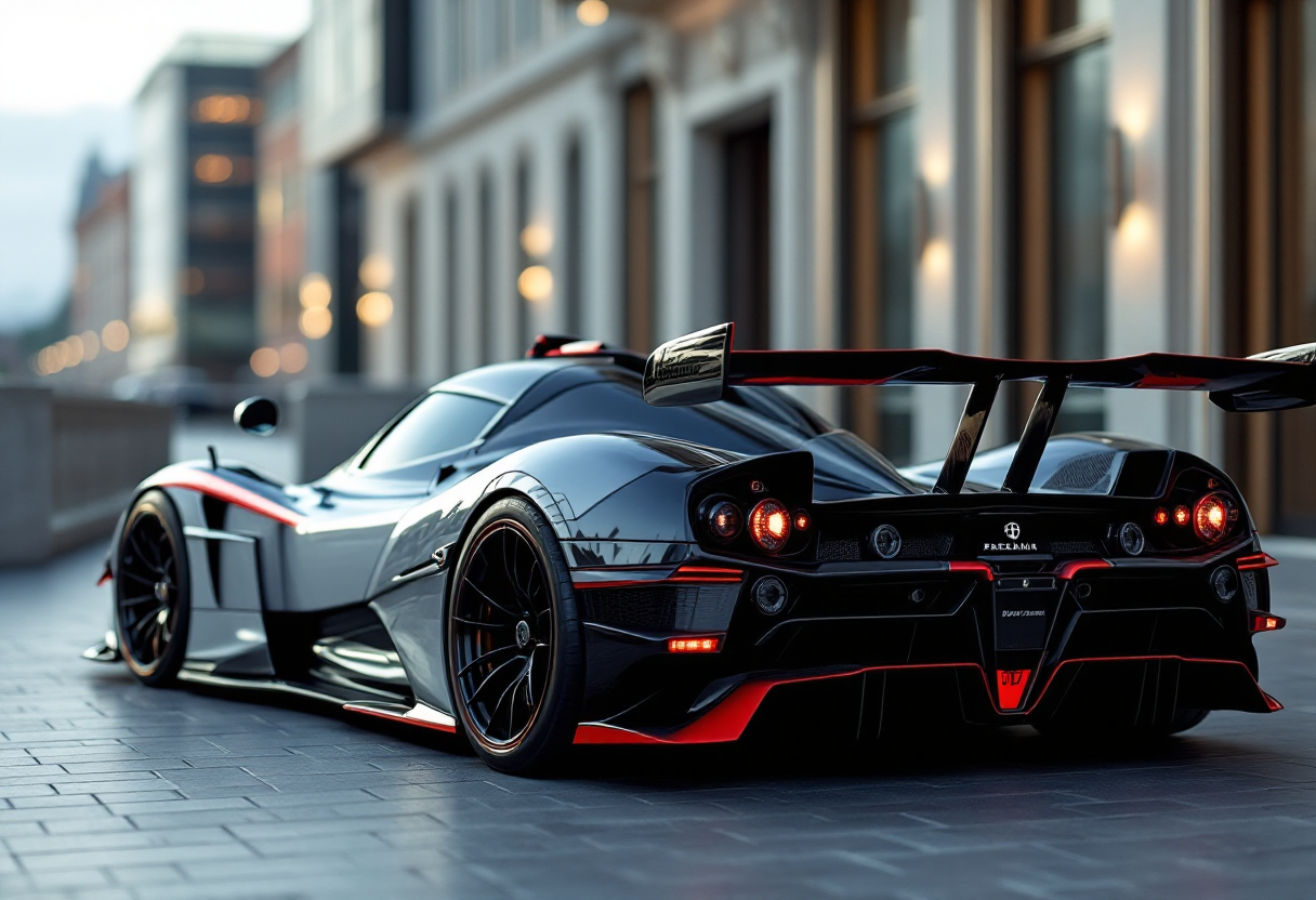 Pagani Zonda Tricolore in esposizione, auto sportiva esclusiva