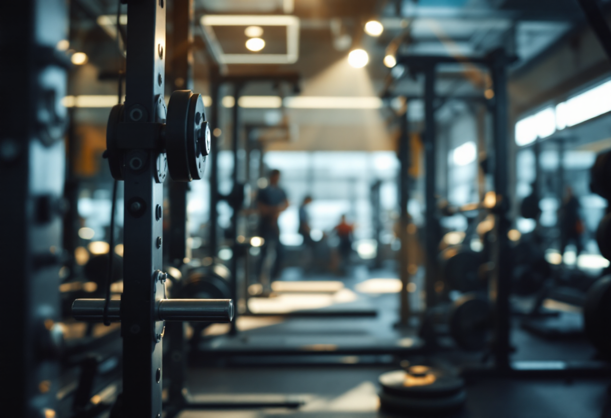 Uomo che solleva pesi in una competizione di powerlifting