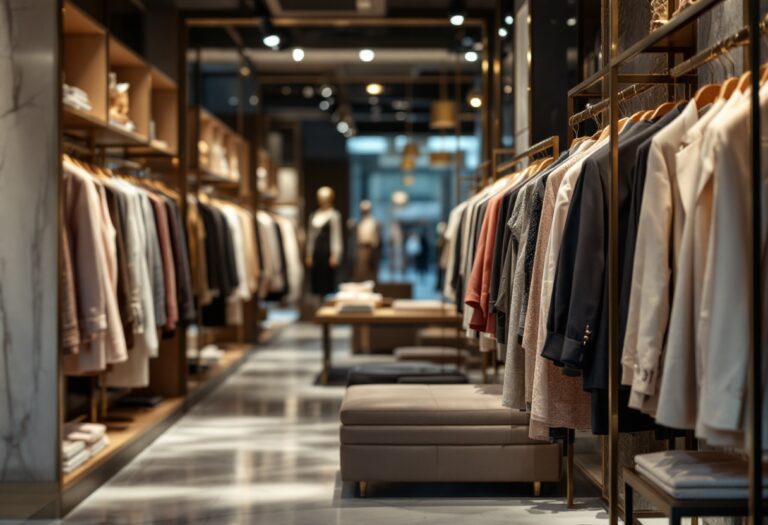 Logo e giacche Stone Island in esposizione