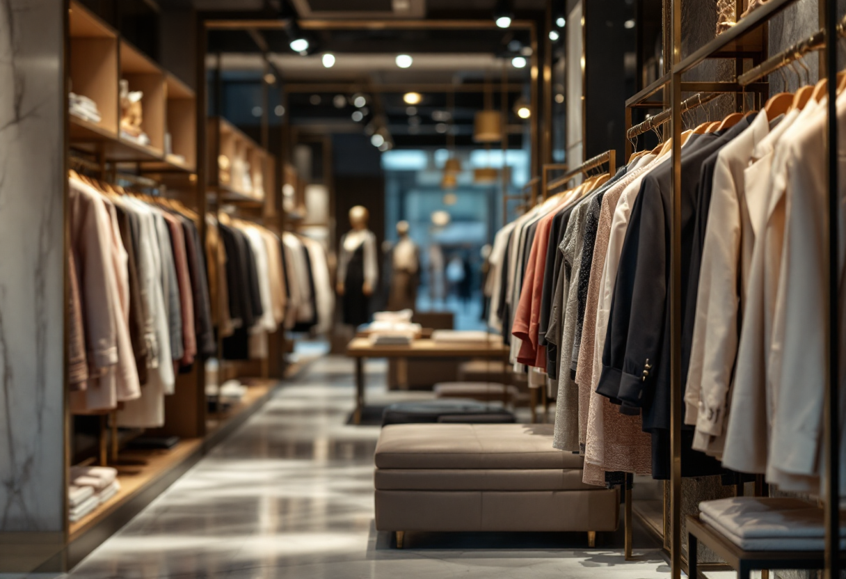 Logo e giacche Stone Island in esposizione