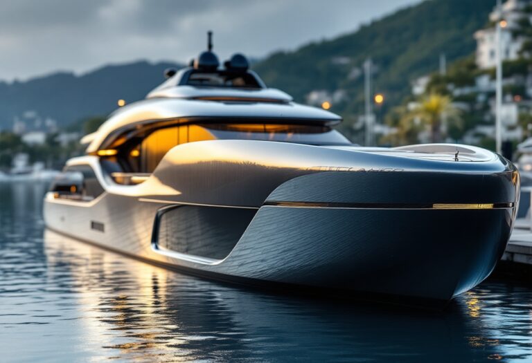 Superyacht Migaloo M5 in acqua, vista panoramica