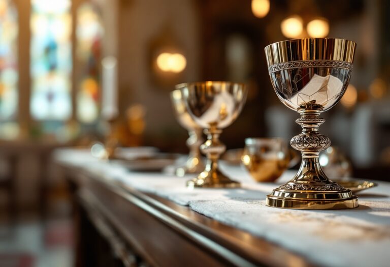 Accessori liturgici utilizzati durante una celebrazione religiosa