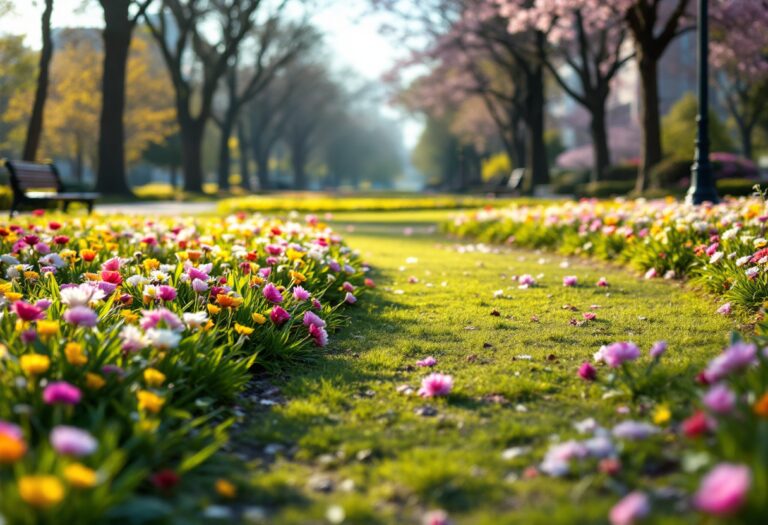 Persona che si allena all'aperto in un parco primaverile